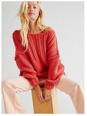 Free People “Be There”  Sweater in Coral Clay
